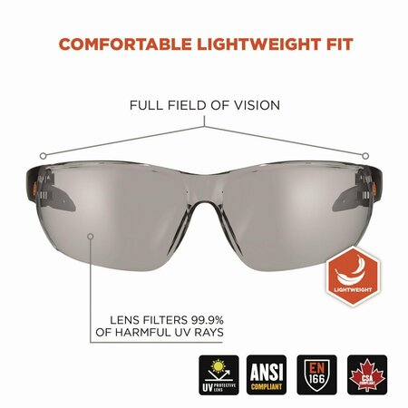 Ergodyne Skullerz VALI Anti-Scratch/Anti-Fog Safety Glasses, Matte Black Frameless, Indoor/Outdoor Poly Lens 59285